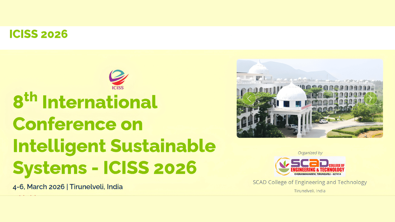 ICISS 2026 - Tirunelveli: International Conference on Intelligent Sustainable Systems